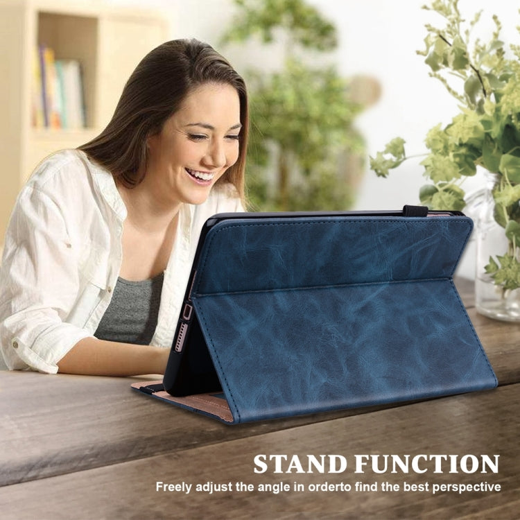 For Samsung Galaxy Tab S7/S8/S9/S9 FE Solid Color Stripe Embossed Leather Tablet Case(Blue) - Galaxy Tab S9 FE by PMC TechLife | Online Shopping South Africa | PMC TechLife