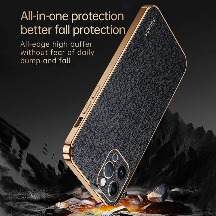 For iPhone 15 Pro Max SULADA TPU + Litchi Texture Leather Phone Case(Green) - iPhone 15 Pro Max Cases by SULADA | Online Shopping South Africa | PMC TechLife | Buy Now Pay Later Mobicred
