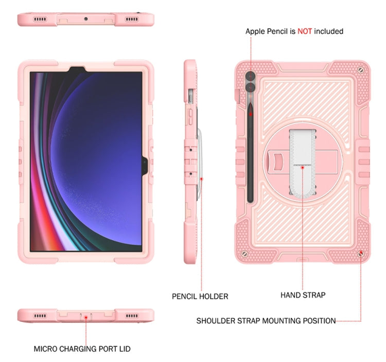 For Samsung Galaxy Tab S9+ 360 Degree Rotation PC Contrast Silicone Tablet Case(Rose Gold) - Galaxy Tab S9+ Cases by PMC Jewellery | Online Shopping South Africa | PMC Jewellery | Buy Now Pay Later Mobicred