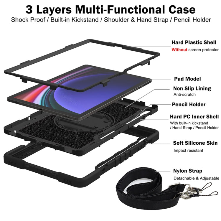 For Samsung Galaxy Tab S9+ 360 Degree Rotation PC Contrast Silicone Tablet Case(Black) - Galaxy Tab S9+ Cases by PMC Jewellery | Online Shopping South Africa | PMC Jewellery | Buy Now Pay Later Mobicred