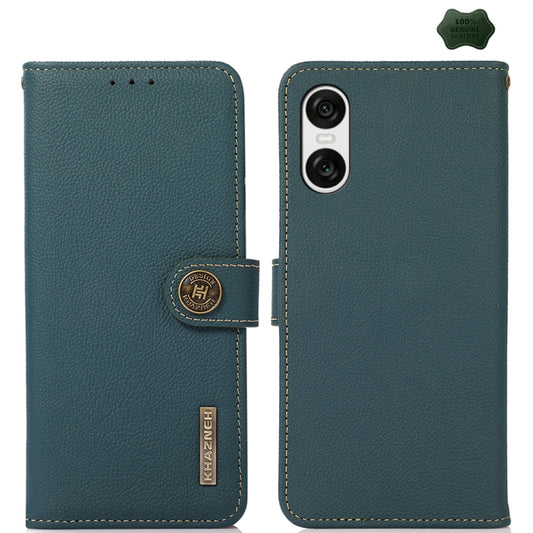 For Sony Xperia 10 VI KHAZNEH Custer Genuine Leather RFID Phone Case(Green) - Sony Cases by PMC Jewellery | Online Shopping South Africa | PMC Jewellery | Buy Now Pay Later Mobicred