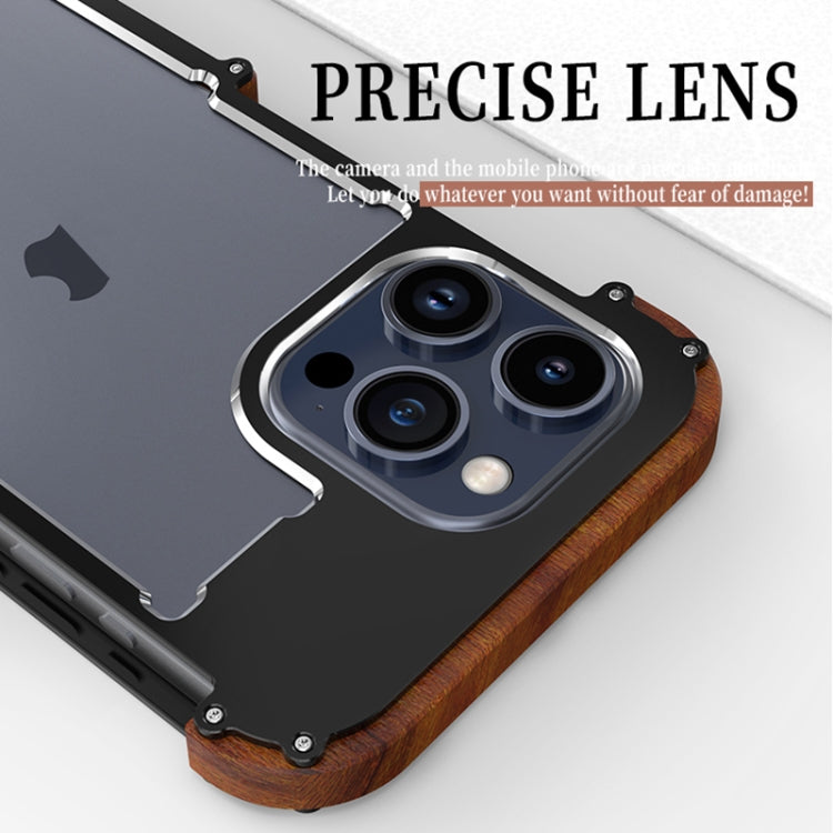 For iPhone 16 Pro R-JUST Ironwood Generation Metal Hybrid Wood Phone Case - iPhone 16 Pro Cases by R-JUST | Online Shopping South Africa | PMC Jewellery | Buy Now Pay Later Mobicred