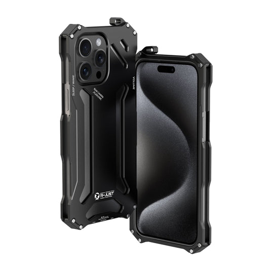 For iPhone 15 Pro Max R-JUST RJ17 Shockproof Armor Metal Phone Case(Black) - iPhone 15 Pro Max Cases by R-JUST | Online Shopping South Africa | PMC Jewellery | Buy Now Pay Later Mobicred