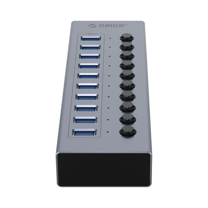 ORICO BT2U3-10AB-GY-BP 10 Ports USB 3.0 HUB with Individual Switches(EU Plug) - USB 3.0 HUB by ORICO | Online Shopping South Africa | PMC Jewellery | Buy Now Pay Later Mobicred