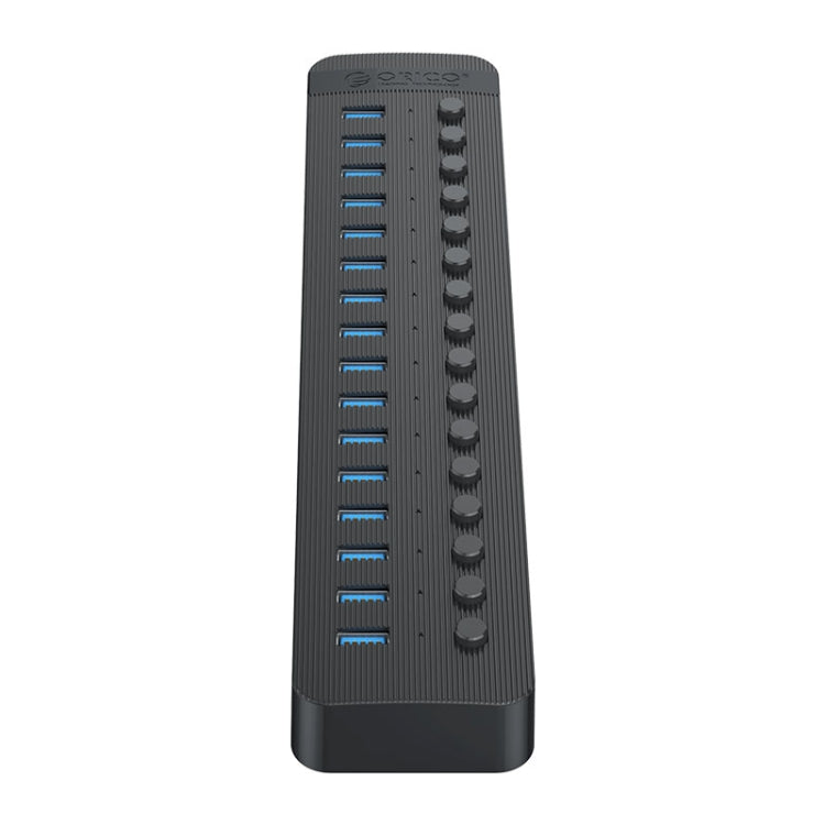 ORICO CT2U3-16AB Plastic Stripes 16 Ports USB 3.0 HUB with Individual Switches, Plug:EU Plug(Black) - USB 3.0 HUB by ORICO | Online Shopping South Africa | PMC Jewellery | Buy Now Pay Later Mobicred