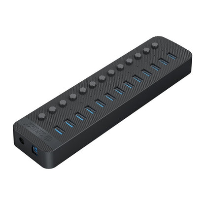 ORICO CT2U3-13AB Plastic Stripes 13 Ports USB 3.0 HUB with Individual Switches, Plug:US Plug(Black) - USB 3.0 HUB by ORICO | Online Shopping South Africa | PMC Jewellery | Buy Now Pay Later Mobicred