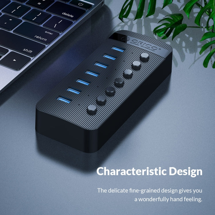 ORICO CT2U3-13AB Plastic Stripes 13 Ports USB 3.0 HUB with Individual Switches, Plug:EU Plug(White) - USB 3.0 HUB by ORICO | Online Shopping South Africa | PMC Jewellery | Buy Now Pay Later Mobicred