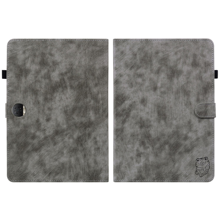 For Honor Pad 9 12.1 Embossed Tiger Pattern Leather Tablet Case(Grey) - Honor by PMC TechLife | Online Shopping South Africa | PMC TechLife | Buy Now Pay Later Mobicred