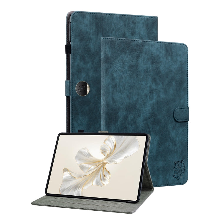 For Honor Pad 9 12.1 Embossed Tiger Pattern Leather Tablet Case(Dark Blue) - Honor by PMC TechLife | Online Shopping South Africa | PMC TechLife | Buy Now Pay Later Mobicred