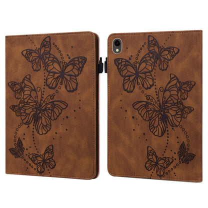 For Samsung Galaxy Tab S9 Embossed Butterfly Pattern Horizontal Flip Leather Tablet Case(Brown) - Galaxy Tab S9 Cases by PMC Jewellery | Online Shopping South Africa | PMC Jewellery | Buy Now Pay Later Mobicred