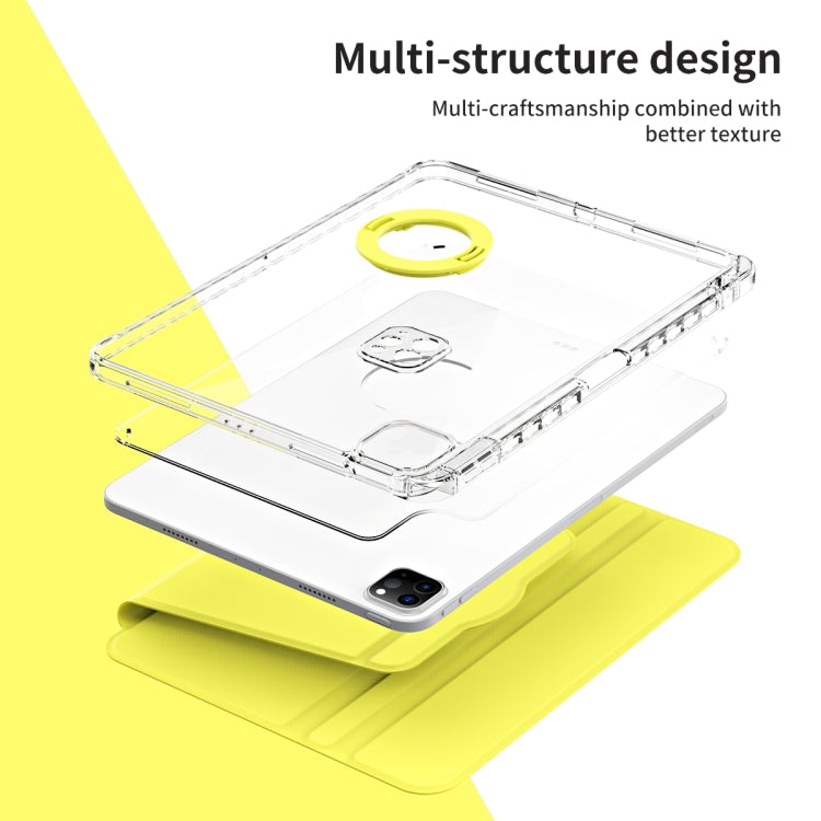 For iPad Pro 13 2024 360 Rotation Detachable Clear Acrylic Leather Tablet Case(Yellow) - iPad Pro 13 2024 Cases by PMC TechLife | Online Shopping South Africa | PMC TechLife | Buy Now Pay Later Mobicred