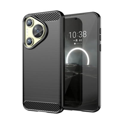 For Huawei Pura 70 Brushed Texture Carbon Fiber TPU Phone Case(Black) - Huawei Cases by PMC Jewellery | Online Shopping South Africa | PMC Jewellery | Buy Now Pay Later Mobicred