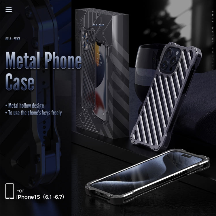 For iPhone 16 Pro Max R-JUST RJ-50 Hollow Breathable Armor Metal Phone Case(Space Grey) - iPhone 16 Pro Max Cases by R-JUST | Online Shopping South Africa | PMC Jewellery | Buy Now Pay Later Mobicred