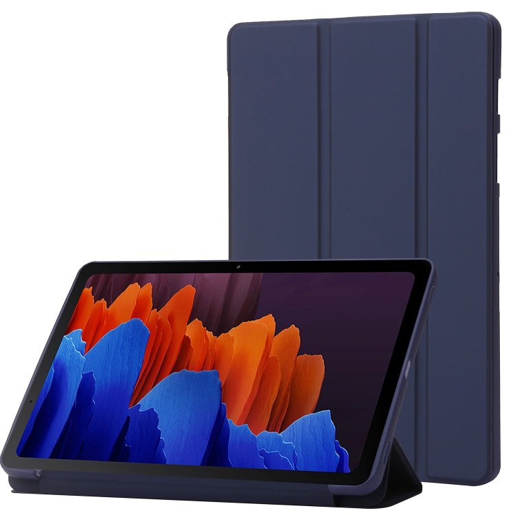 For Samsung Galaxy Tab S9 3-Fold Holder Silicone Leather Tablet Case(Dark Blue) - Galaxy Tab S9 Cases by PMC Jewellery | Online Shopping South Africa | PMC Jewellery | Buy Now Pay Later Mobicred