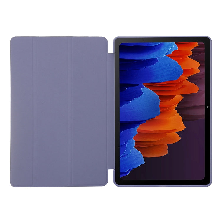 For Samsung Galaxy Tab S9 3-Fold Holder Silicone Leather Tablet Case(Dark Blue) - Galaxy Tab S9 Cases by PMC Jewellery | Online Shopping South Africa | PMC Jewellery | Buy Now Pay Later Mobicred