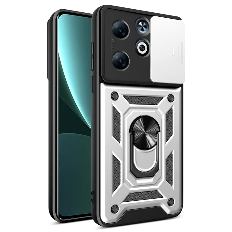 For Infinix Smart 8 Plus / 8 Pro Sliding Camera Cover Design TPU+PC Phone Case(Silver) - Infinix Cases by PMC Jewellery | Online Shopping South Africa | PMC Jewellery | Buy Now Pay Later Mobicred