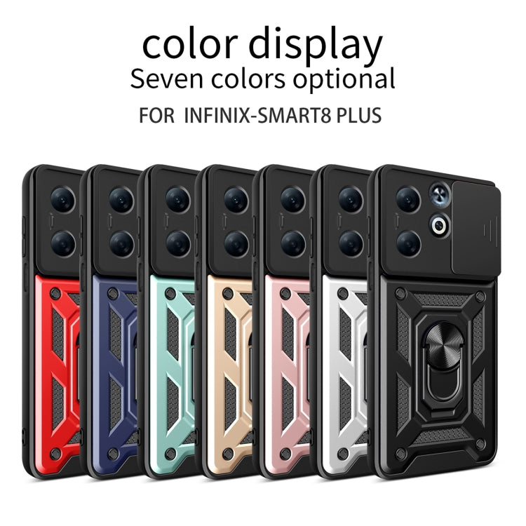 For Infinix Smart 8 Plus / 8 Pro Sliding Camera Cover Design TPU+PC Phone Case(Silver) - Infinix Cases by PMC Jewellery | Online Shopping South Africa | PMC Jewellery | Buy Now Pay Later Mobicred