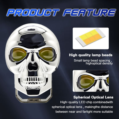 26W 3000LM Car Motorcycle IP68 Waterproof Skull Style Spotlight(Black) - Headlights by PMC Jewellery | Online Shopping South Africa | PMC Jewellery | Buy Now Pay Later Mobicred