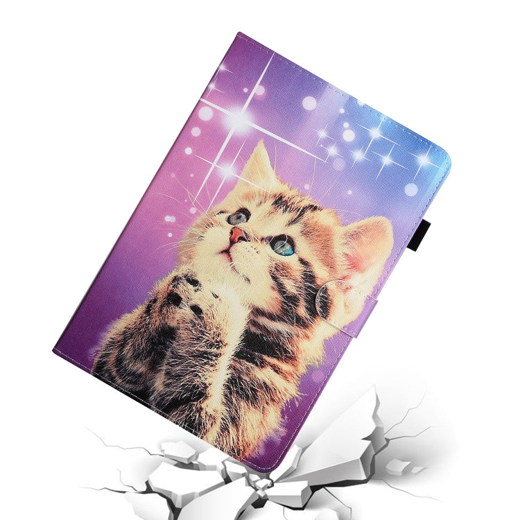 For 8 inch Universal Tablet PC Colored Drawing Pattern Horizontal Flip PU Leather Case with Holder & Card Slot(Starry Cat) - 8 inch by PMC TechLife | Online Shopping South Africa | PMC TechLife | Buy Now Pay Later Mobicred