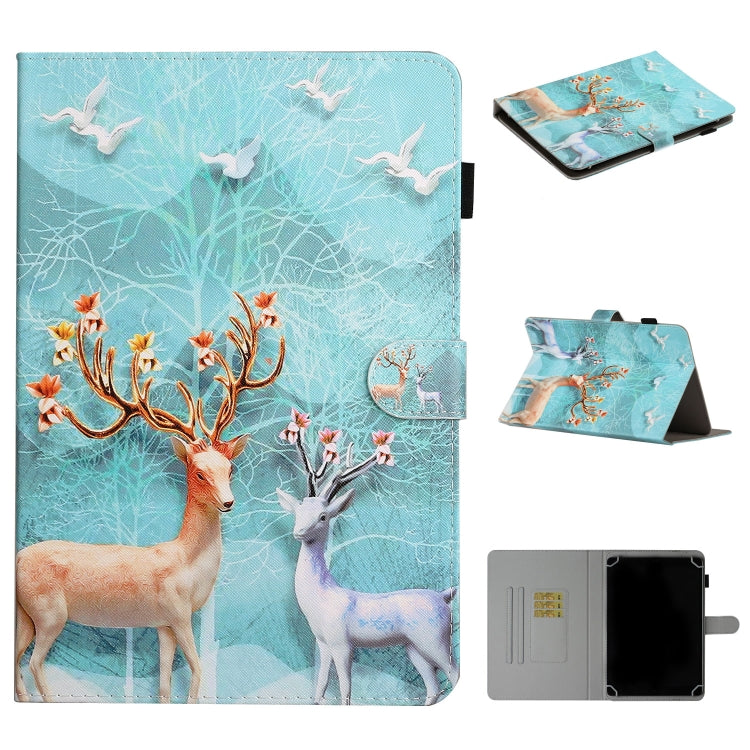 For 8 inch Universal Tablet PC Colored Drawing Pattern Horizontal Flip PU Leather Case with Holder & Card Slot(Sika Deer) - 8 inch by PMC TechLife | Online Shopping South Africa | PMC TechLife | Buy Now Pay Later Mobicred