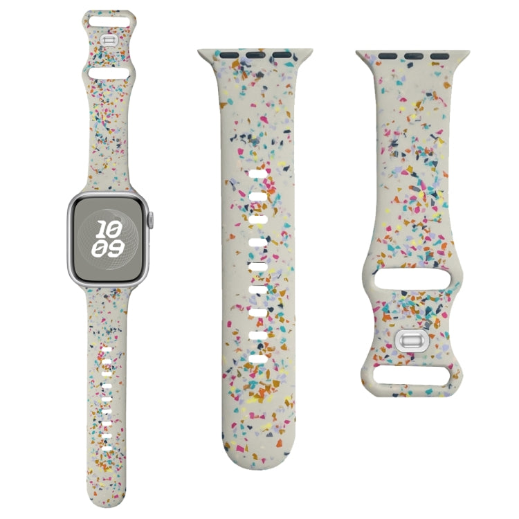 For Apple Watch Serie 9 41mm Floral Silicone Watch Band(Starlight) - Watch Bands by PMC Jewellery | Online Shopping South Africa | PMC Jewellery