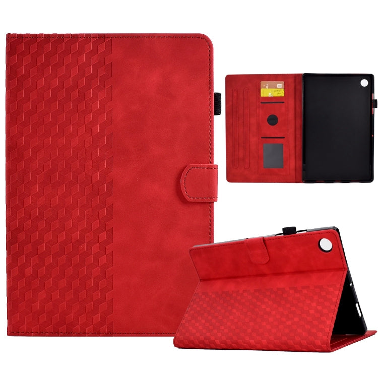 For Samsung Galaxy Tab A9+ Rhombus Embossed Leather Tablet Case(Red) - Galaxy Tab A9+ by PMC Jewellery | Online Shopping South Africa | PMC Jewellery