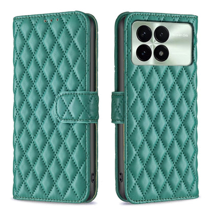 For Xiaomi Redmi K70 / K70 Pro Diamond Lattice Wallet Leather Flip Phone Case(Green) - K70 Pro Cases by PMC Jewellery | Online Shopping South Africa | PMC Jewellery | Buy Now Pay Later Mobicred