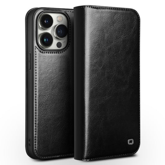 For iPhone 15 Pro Max QIALINO Classic Genuine Leather Phone Case(Black) - iPhone 15 Pro Max Cases by QIALINO | Online Shopping South Africa | PMC Jewellery