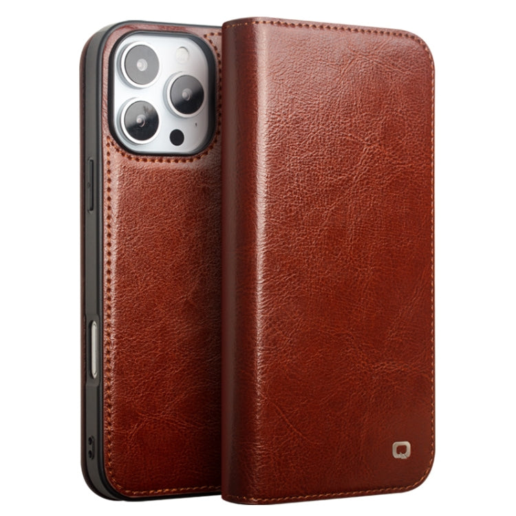 For iPhone 16 Pro Max QIALINO Classic Genuine Leather Phone Case(Brown) - iPhone 16 Pro Max Cases by QIALINO | Online Shopping South Africa | PMC Jewellery | Buy Now Pay Later Mobicred