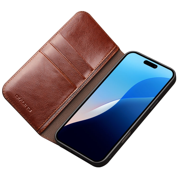 For iPhone 16 Pro Max QIALINO Classic Genuine Leather Phone Case(Brown) - iPhone 16 Pro Max Cases by QIALINO | Online Shopping South Africa | PMC Jewellery | Buy Now Pay Later Mobicred