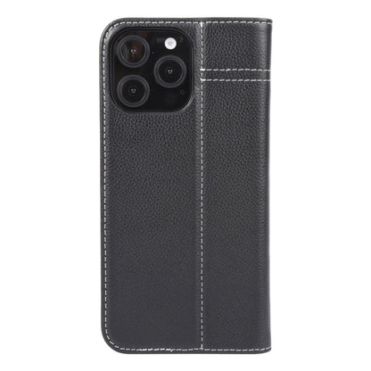 For iPhone 16 Pro GEBEI Top-grain Horizontal Flip Leather Phone Case(Black) - iPhone 16 Pro Cases by GEBEI | Online Shopping South Africa | PMC Jewellery | Buy Now Pay Later Mobicred