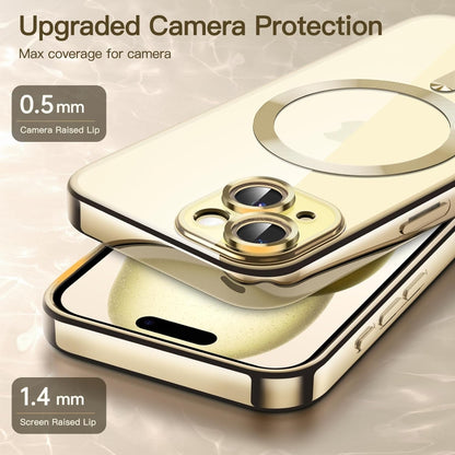 For iPhone 15 Magsafe Magnetic Transparent Electroplated TPU Phone Case(Gold) - iPhone 15 Cases by PMC Jewellery | Online Shopping South Africa | PMC Jewellery