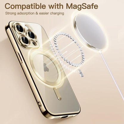 For iPhone 14 Pro Magsafe Magnetic Transparent Electroplated TPU Phone Case(Gold) - iPhone 14 Pro Cases by PMC Jewellery | Online Shopping South Africa | PMC Jewellery