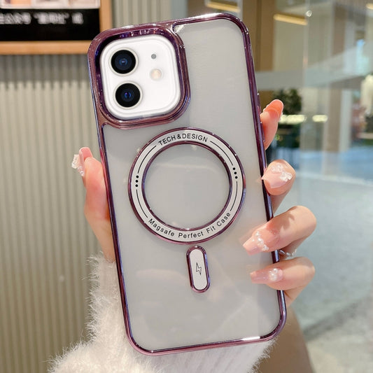 For iPhone 11 MagSafe Magnetic Transparent TPU Electroplated Phone Case(Purple) - iPhone 11 Cases by PMC Jewellery | Online Shopping South Africa | PMC Jewellery