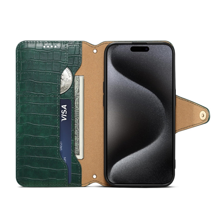 For iPhone 16 Pro Denior Crocodile Texture Oil Edge Leather Phone Case(Green) - free shipping - PMC Jewellery - Order now!