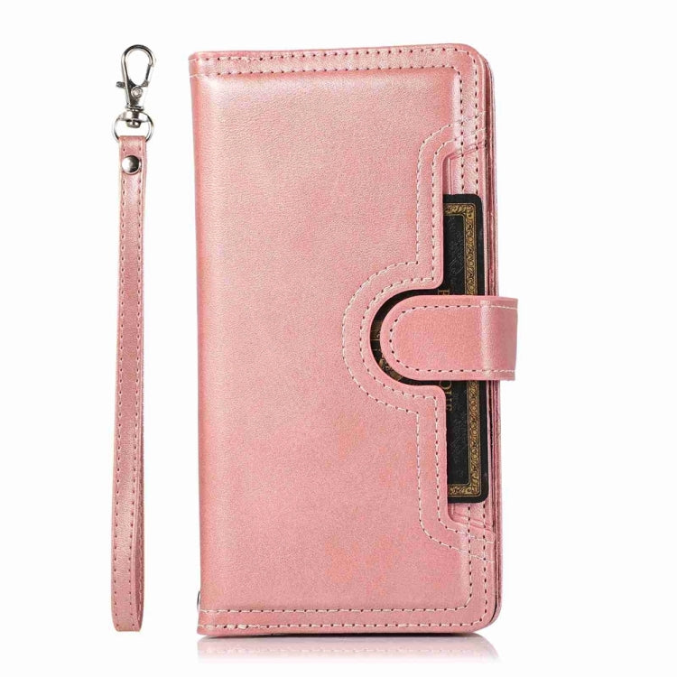 For iPhone 16 Pro Wristband Card Slot Leather Phone Case(Rose Gold) - iPhone 16 Pro Cases by PMC Jewellery | Online Shopping South Africa | PMC Jewellery | Buy Now Pay Later Mobicred