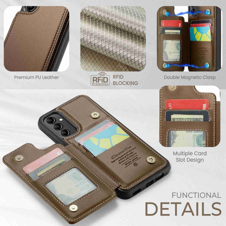 For Samsung Galaxy A14 CaseMe C22 Card Slots Holder RFID Anti-theft Phone Case(Brown) - Galaxy Phone Cases by CaseMe | Online Shopping South Africa | PMC Jewellery | Buy Now Pay Later Mobicred