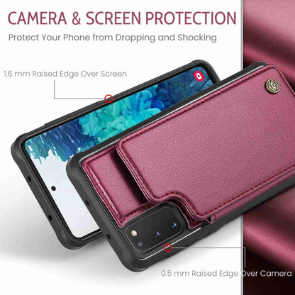 For Samsung Galaxy S20 FE CaseMe C22 Card Slots Holder RFID Anti-theft Phone Case(Wine Red) - Galaxy S20 FE Cases by CaseMe | Online Shopping South Africa | PMC Jewellery | Buy Now Pay Later Mobicred