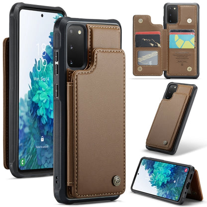 For Samsung Galaxy S20 FE CaseMe C22 Card Slots Holder RFID Anti-theft Phone Case(Brown) - Galaxy S20 FE Cases by CaseMe | Online Shopping South Africa | PMC Jewellery | Buy Now Pay Later Mobicred