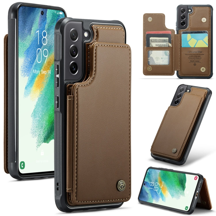 For Samsung Galaxy S21 FE 5G CaseMe C22 Card Slots Holder RFID Anti-theft Phone Case(Brown) - Galaxy Phone Cases by CaseMe | Online Shopping South Africa | PMC Jewellery | Buy Now Pay Later Mobicred