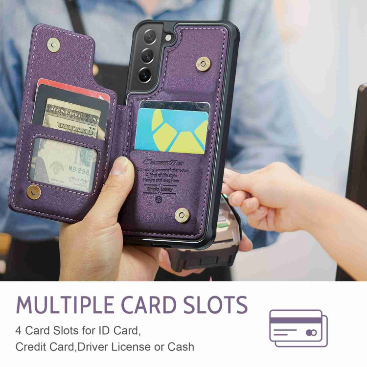 For Samsung Galaxy S21 FE 5G CaseMe C22 Card Slots Holder RFID Anti-theft Phone Case(Purple) - Galaxy Phone Cases by CaseMe | Online Shopping South Africa | PMC Jewellery | Buy Now Pay Later Mobicred