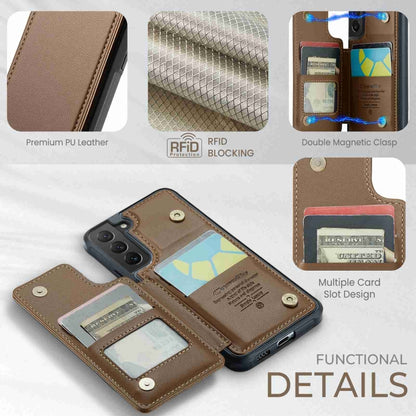 For Samsung Galaxy S22 5G CaseMe C22 Card Slots Holder RFID Anti-theft Phone Case(Brown) - Galaxy S22 5G Cases by CaseMe | Online Shopping South Africa | PMC Jewellery | Buy Now Pay Later Mobicred