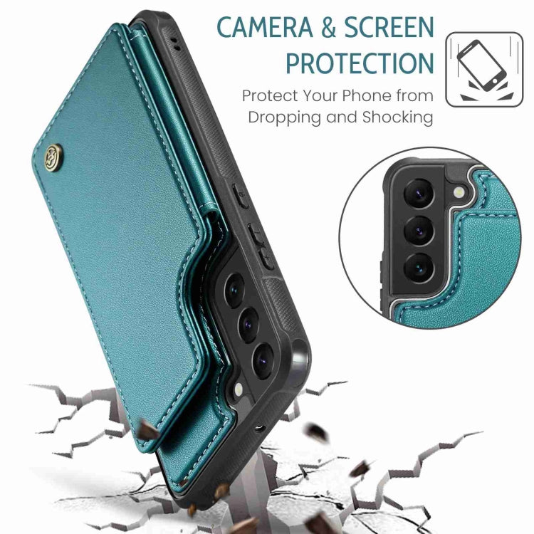 For Samsung Galaxy S22+ 5G CaseMe C22 Card Slots Holder RFID Anti-theft Phone Case(Blue Green) - Galaxy S22+ 5G Cases by CaseMe | Online Shopping South Africa | PMC Jewellery | Buy Now Pay Later Mobicred