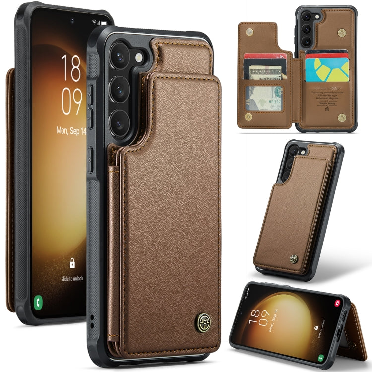 For Samsung Galaxy S23+ 5G CaseMe C22 Card Slots Holder RFID Anti-theft Phone Case(Brown) - Galaxy S23+ 5G Cases by CaseMe | Online Shopping South Africa | PMC Jewellery | Buy Now Pay Later Mobicred