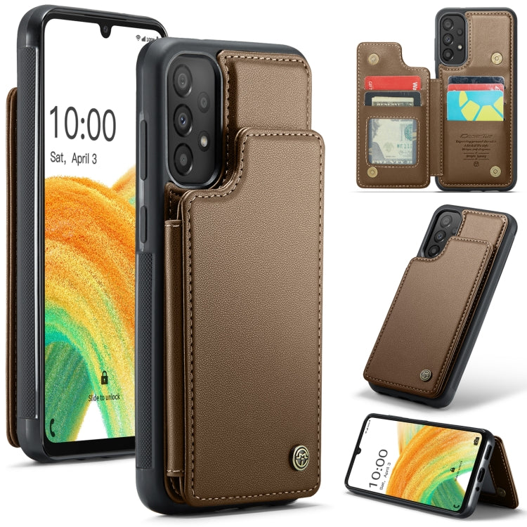 For Samsung Galaxy A33 5G CaseMe C22 Card Slots Holder RFID Anti-theft Phone Case(Brown) - Galaxy Phone Cases by CaseMe | Online Shopping South Africa | PMC Jewellery | Buy Now Pay Later Mobicred