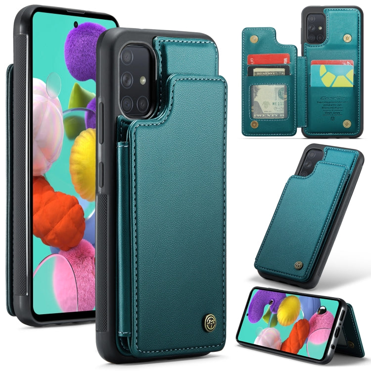 For Samsung Galaxy A51 4G CaseMe C22 Card Slots Holder RFID Anti-theft Phone Case(Blue Green) - Galaxy Phone Cases by CaseMe | Online Shopping South Africa | PMC Jewellery | Buy Now Pay Later Mobicred