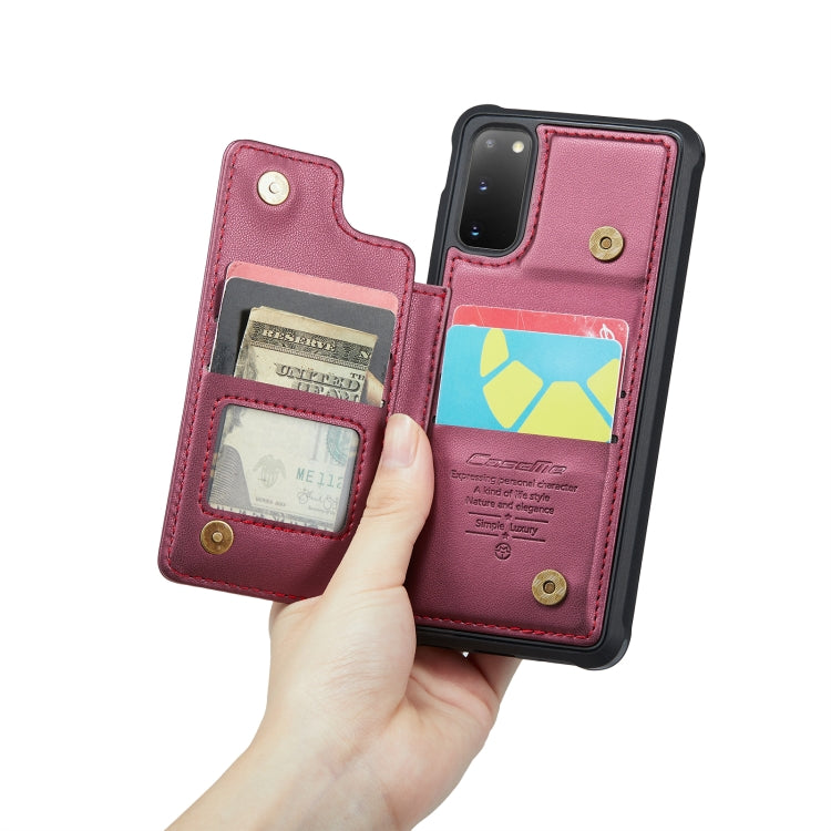 For Samsung Galaxy S20 CaseMe C22 Card Slots Holder RFID Anti-theft Phone Case(Wine Red) - Galaxy Phone Cases by CaseMe | Online Shopping South Africa | PMC Jewellery | Buy Now Pay Later Mobicred