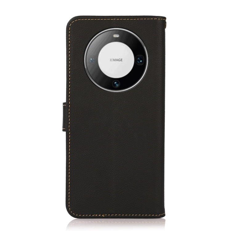For Huawei Mate 60 Pro KHAZNEH Custer Genuine Leather RFID Phone Case(Black) - Huawei Cases by PMC TechLife | Online Shopping South Africa | PMC TechLife | Buy Now Pay Later Mobicred