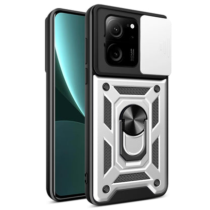 For Xiaomi 13T/13T Pro/Redmi K60 Ultra Sliding Camera Cover Design TPU Hybrid PC Phone Case(Silver) - Redmi K60 Ultra Cases by PMC Jewellery | Online Shopping South Africa | PMC Jewellery | Buy Now Pay Later Mobicred