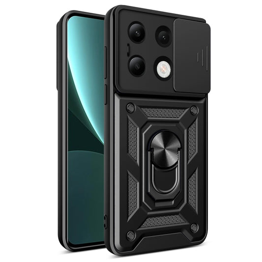 For Xiaomi Redmi Note 13 4G Global Sliding Camera Cover Design TPU Hybrid PC Phone Case(Black) - Note 13 Cases by PMC Jewellery | Online Shopping South Africa | PMC Jewellery | Buy Now Pay Later Mobicred